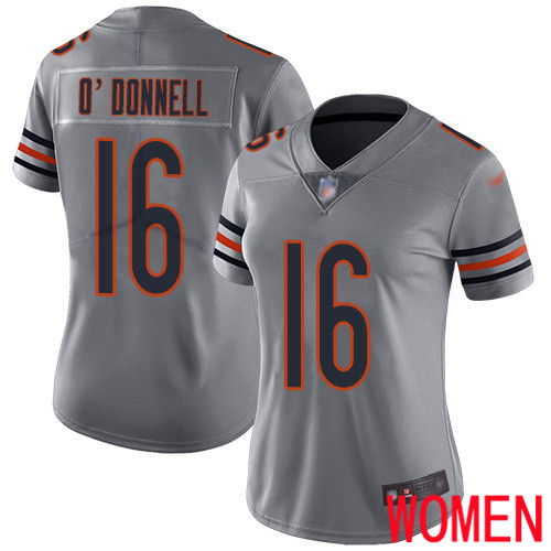Chicago Bears Limited Silver Women Pat O Donnell Jersey NFL Football 16 Inverted Legend